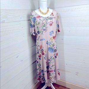 LBisse Cream & Floral Print Dress 2X FREE SHIP